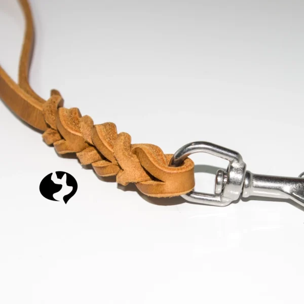 35cm Schlaufen-Kurzführer aus geflochtenem Fettleder in 10mm Breite - Detail