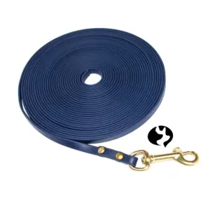 10m Fährtenleine BioThane Beta Standard 9mm Marineblau mit Messing und glattem Ende