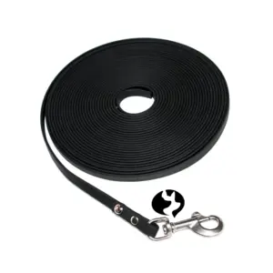 10m Fährtenleine Biothane Beta Standard 9mm Schwarz mit Edelstahl
