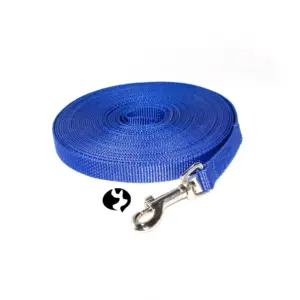 10m Gurtband-Leine blau in 15mm mit Zinkdruckguss und Schlaufe - Produktbild