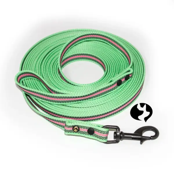 10m gummierte Gurtband-Leine in 20mm mit Edelstahl & Schlaufe - Produktbild