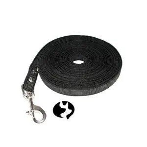 RESTPOSTEN 10m gummierte Gurtband-Leine schwarz 20mm mit Edelstahl