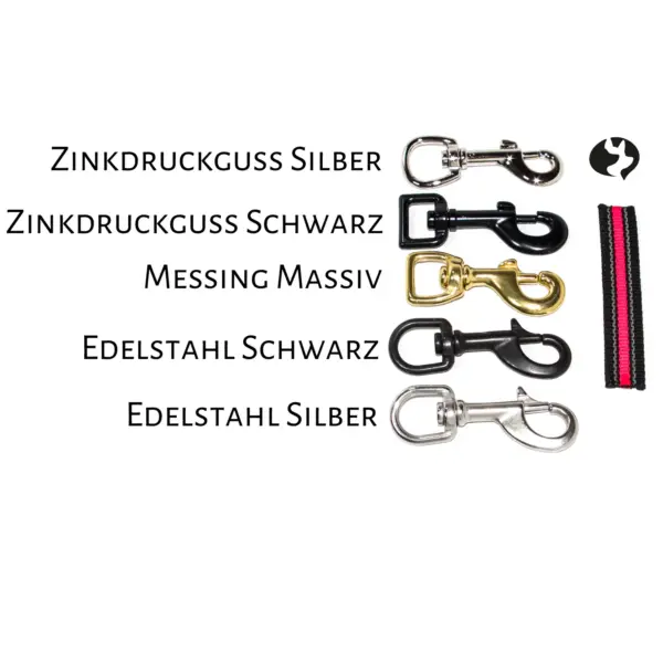 35cm Kurzführer mit Schlaufe 20mm gummiertes Gurtband (mittelfest) Karabinerauswahl