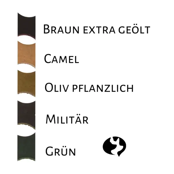 5m Fährtenleine aus geflochtenem Fettleder in 10mm Farbtafel 2