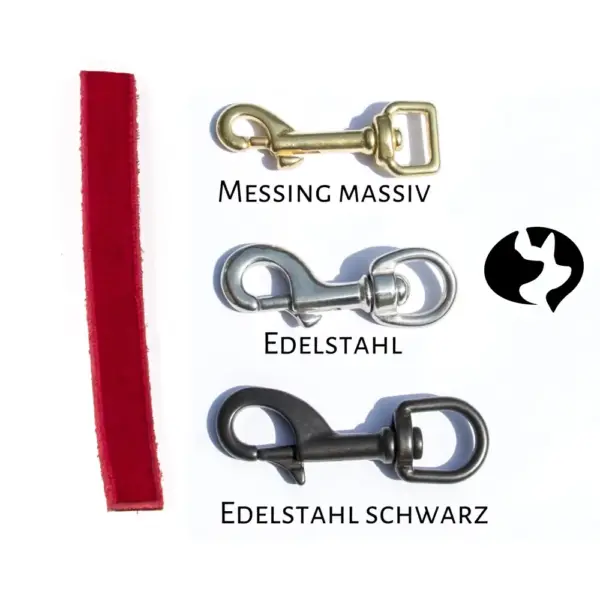 5m Fährtenleine aus geflochtenem Fettleder in 10mm Breite Karabinerauswahl