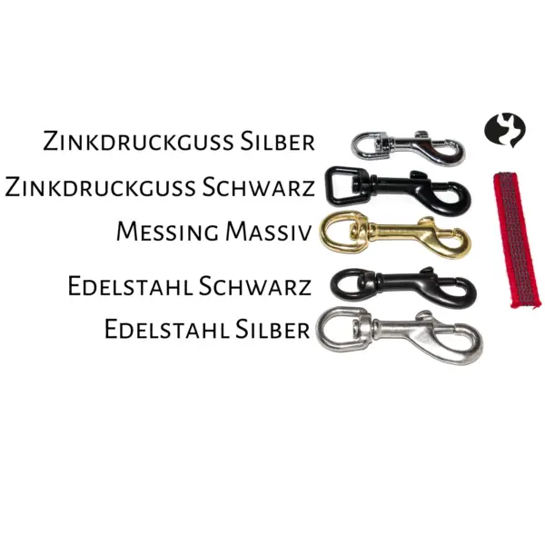 Karabiner für den Kurzführer 12mm mit Baumwolltouch ab 25cm