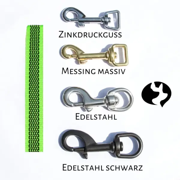Karabiner für Kurzführer 15mm mit Baumwolltouch ab 25cm