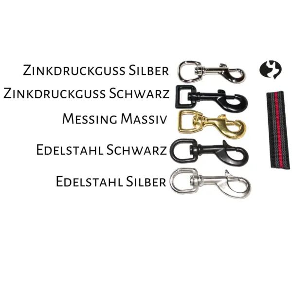 Karabiner für 5m Fährtenleine aus 20mm gummiertem Gurtband fest