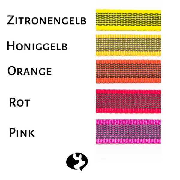 10m Anti-Rutsch Fährtenleine 20mm aus gummiertem Gurtband (mittelfest) Farbtafel 3