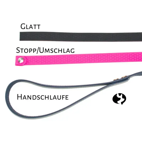 1,5m Führleine 16mm aus wasserfestem Gurtband Hexa Leinenenden