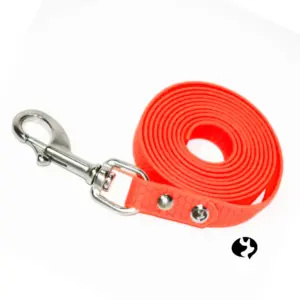 1m Führleine 16mm neonorange aus wasserfestem Gurtband Hexa mit Edelstahl