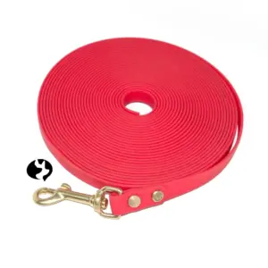 10m Fährtenleine Hexa 16mm Rot mit Messing