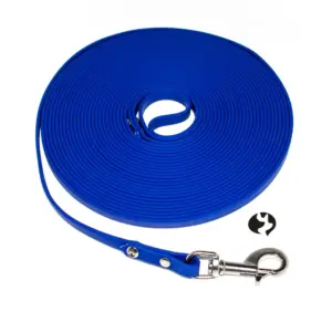 10m Fährtenleine Biothane Beta Standard 9mm Blau mit Edelstahl und Handschlaufe