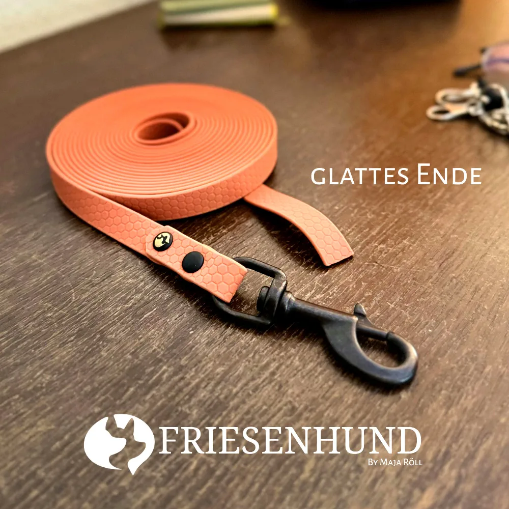 5m Hexa-Fährtenleine 16mm mit Edelstahl schwarz und glattem Ende