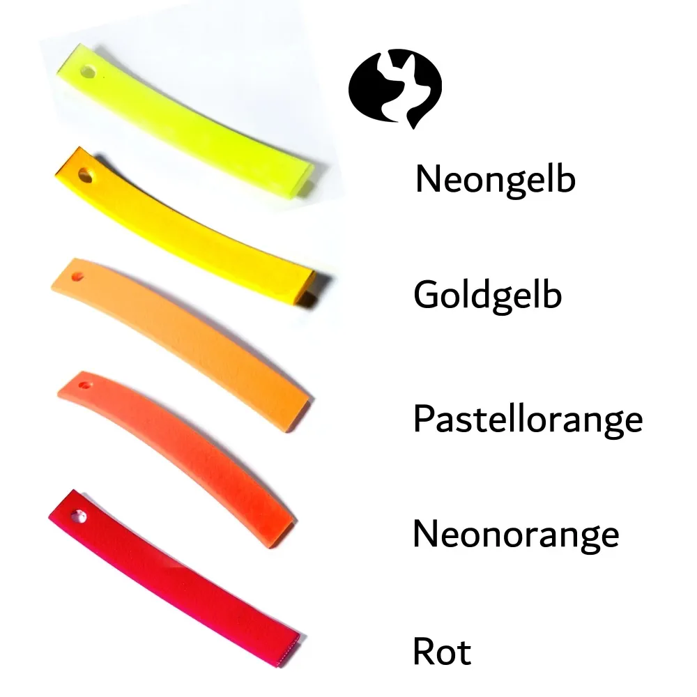 10m Biothane-Fährtenleine 13mm mit Zinkdruckguss -Farbtafel-Rot-Gelb