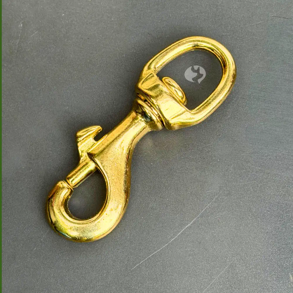 10m Biothane-Fährtenleine 13mm mit Messing - Karabiner im Detail
