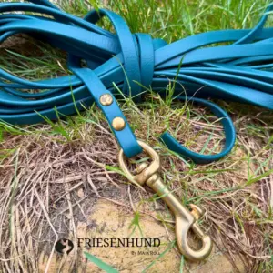 10m Fährtenleine Biothane Beta Standard 9mm Dunkelgrün mit Messing und glattem Ende