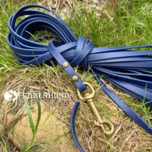 10m Fährtenleine Biothane Beta Standard 9mm Marine mit Messing und glattem Ende