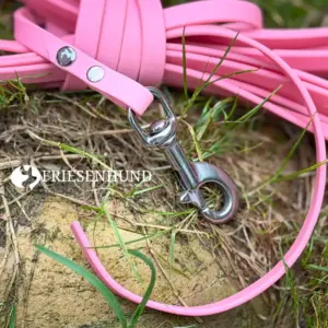 10m Fährtenleine Biothane Beta Standard 9mm Rosa mit Edelstahl und glattem Ende