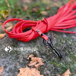 10m Fährtenleine Biothane Beta Standard 9mm Rot mit Alu-Sicherheitskarabiner und glattem Ende